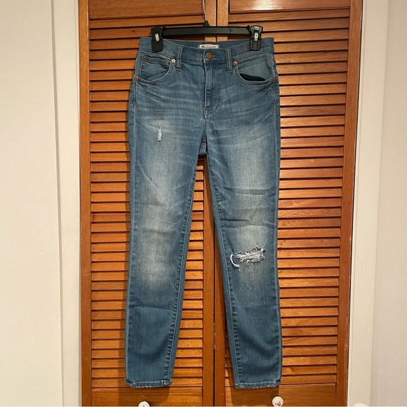 Madewell Denim - Madewell Women’s 9” High Riser Skinny Skinny Ripped Denim Jeans Sz 27